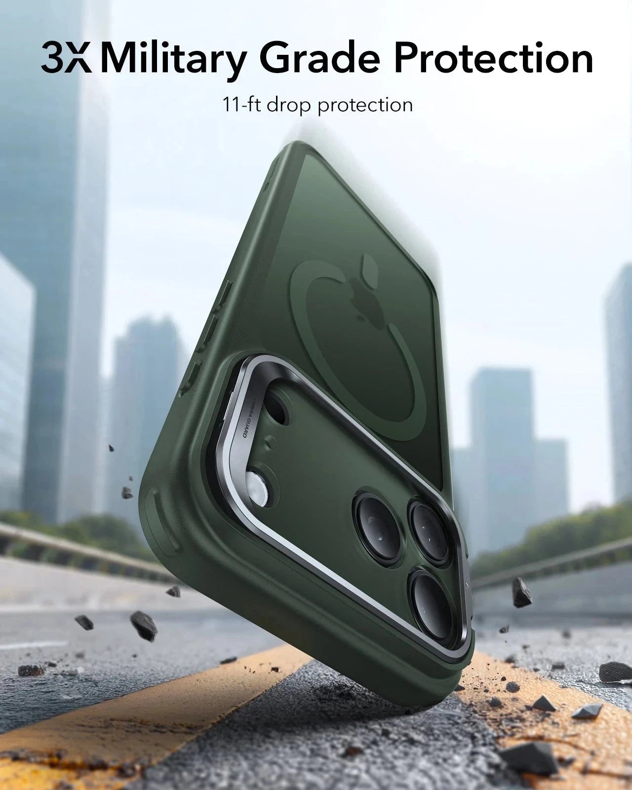 ESR iPhone 17 Pro Magsafe Case with Stand Camera Control Frosted Green 3× Military Grade Protection
