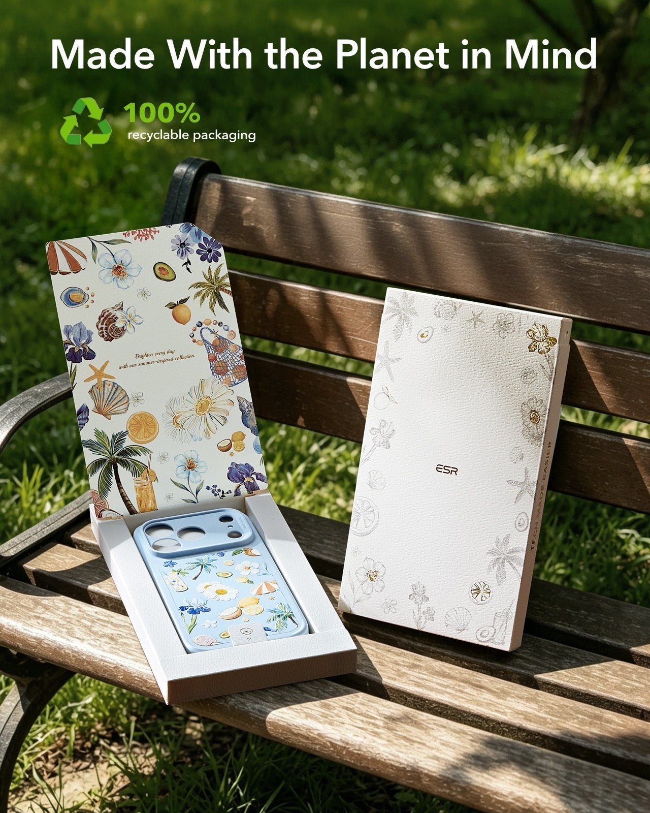 ESR Blue Floral iPone 17 Pro Magsafe Case Made With the Planet in Mind