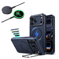 iPhone 17 Pro Cyber Tough Magsfae Case with Stand and Qi2 wireless Charger Blue