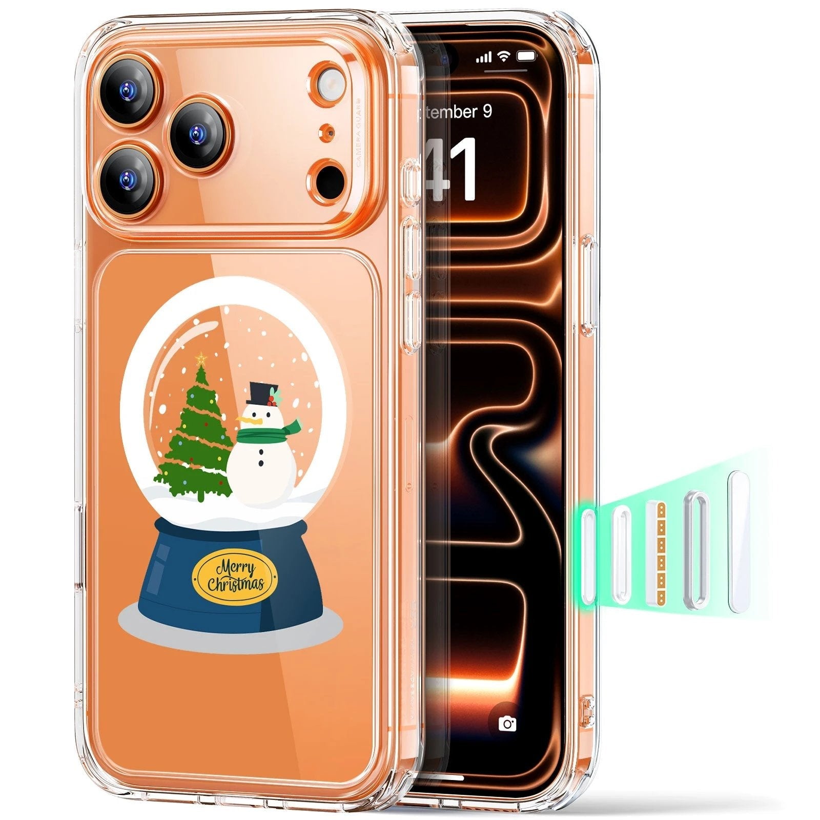 Print iPhone 17 Pro Magsafe Case Clear Christmas Snow Globe