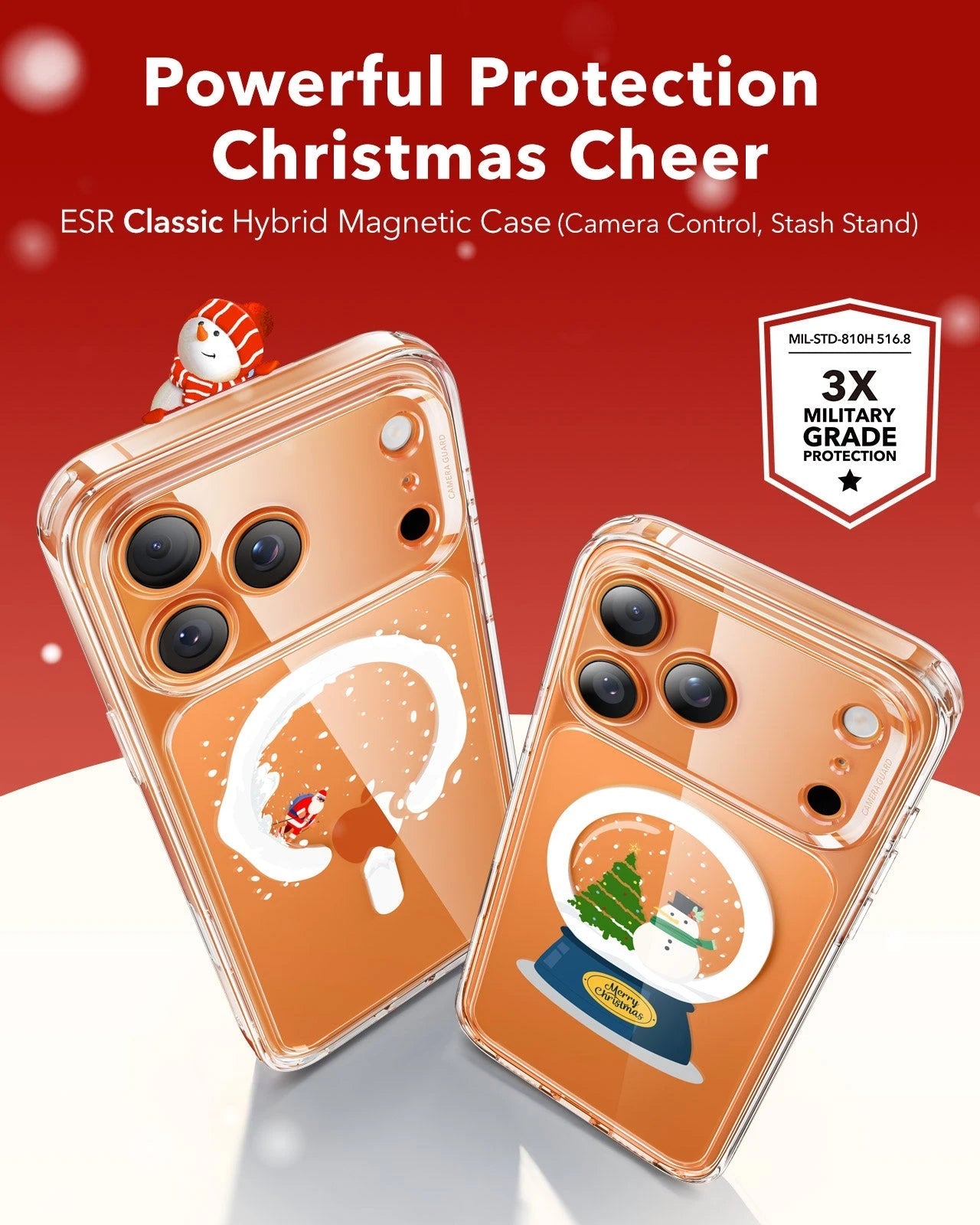 ESR Print iPhone 17 Pro Magsafe Case Clear Christmas Snow Globe 