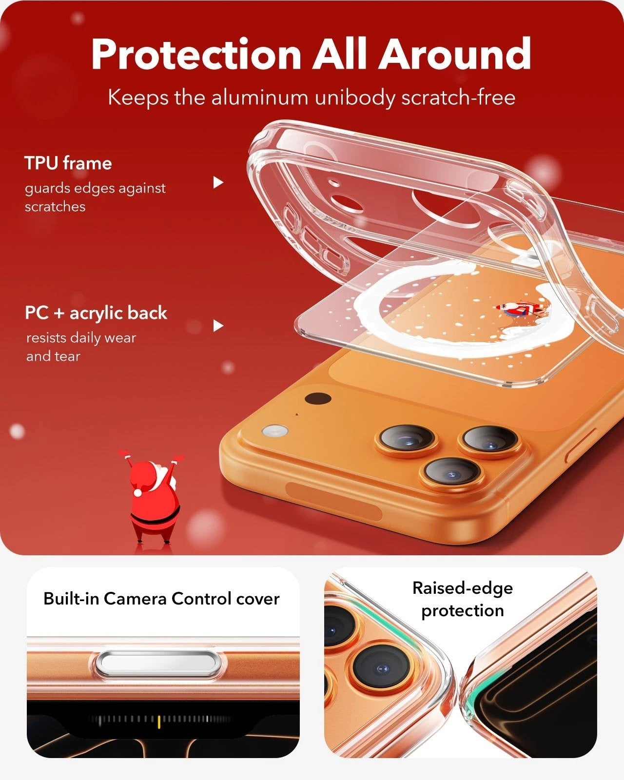 Print iPhone 17 Pro Magsafe Case Clear Christmas Santa Skater Protection All Around