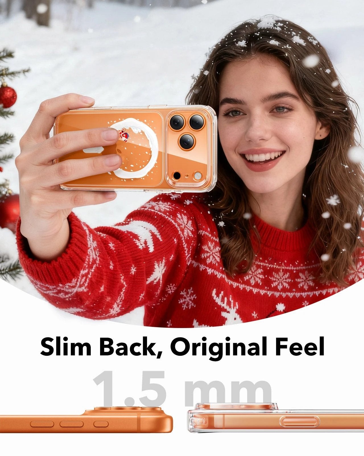 Print iPhone 17 Pro Magsafe Case Clear Christmas Santa Skater Slim Back