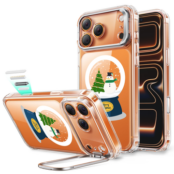 Print iPhone 17 Pro Magsafe Case with Stand Clear Christmas Snow Globe 