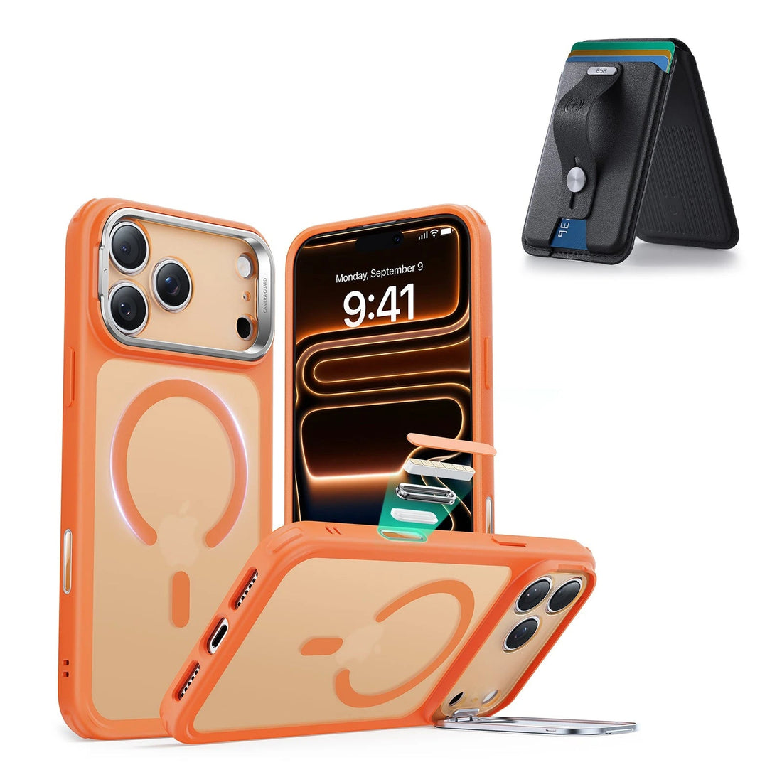 iPhone 17 Pro Classic Hybrid Magsfae Case With Magsafe Wallet Frosted Orange