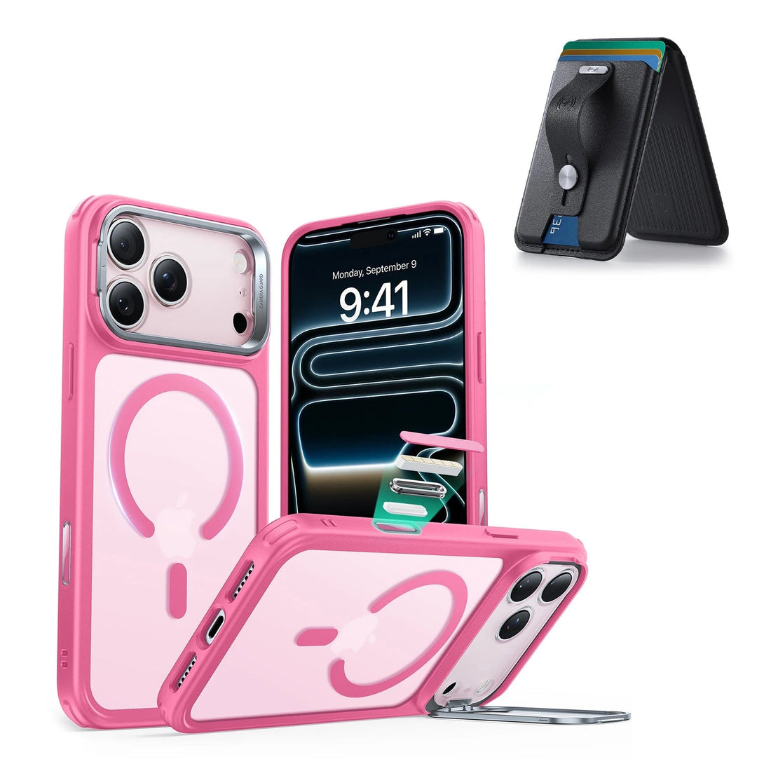 iPhone 17 Pro Classic Hybrid Magsfae Case With Magsafe Wallet Frosted Pink