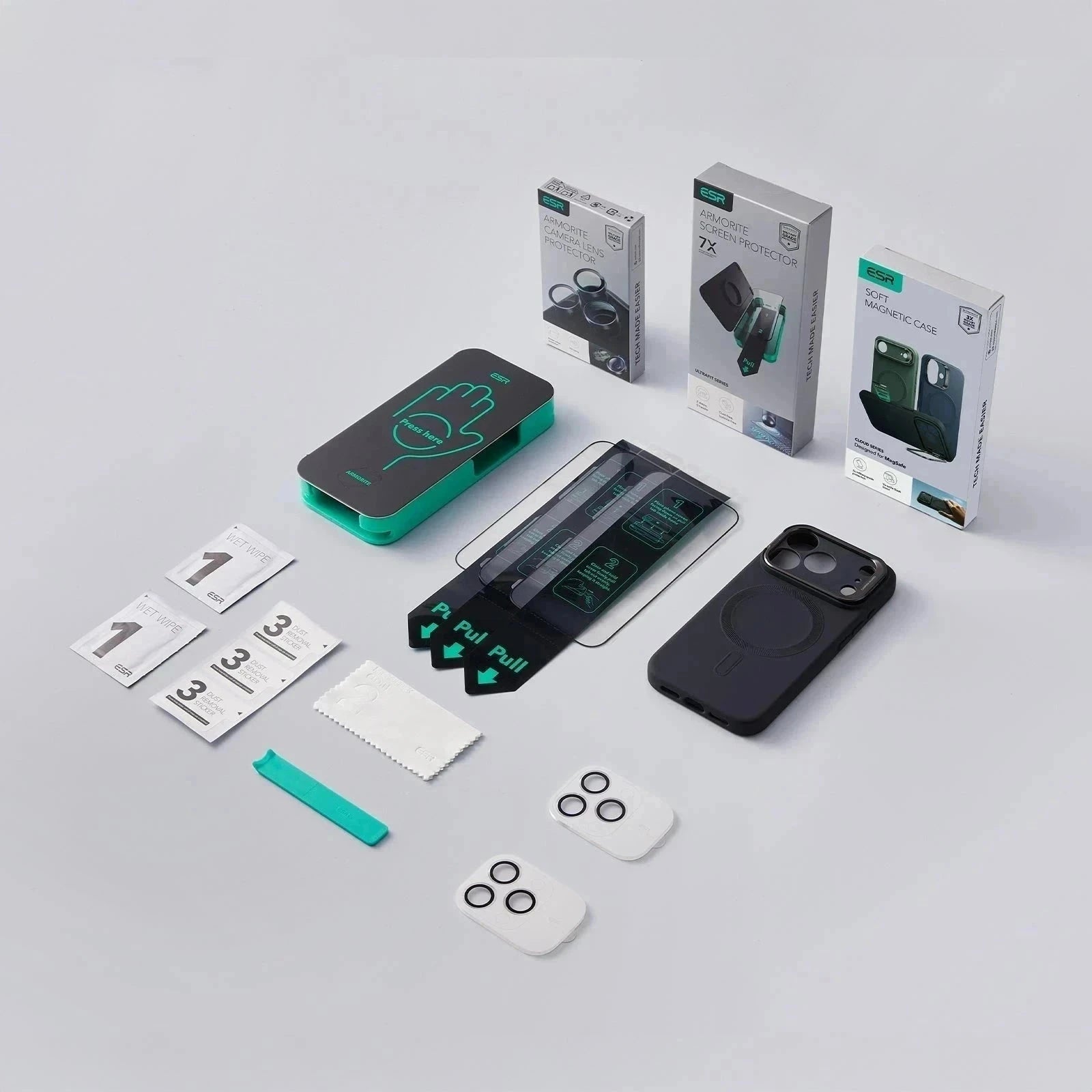 iPhone 17 Pro Max Cloud Soft Magnetic Case (Camera Control, Stash Stand) Armorite Protection Bundle - Olive Green ESR ESR