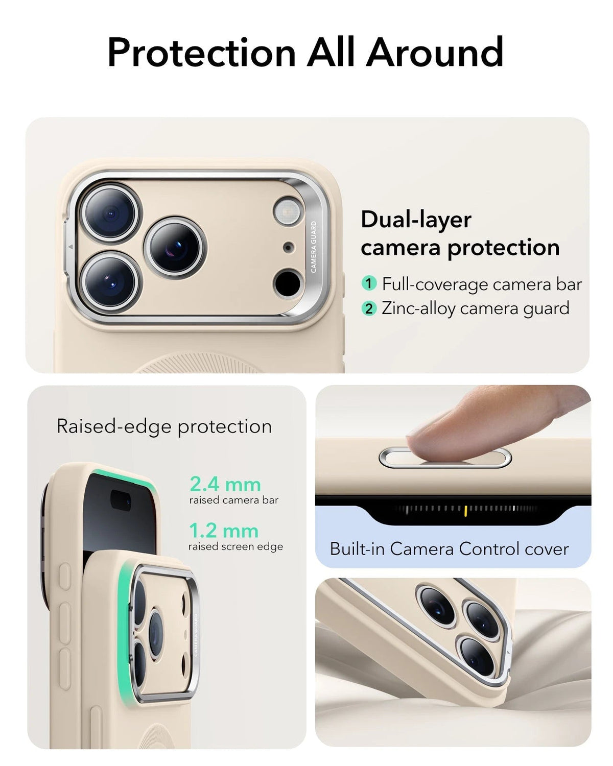 Tan Iphone Light Tan iPhone 17 Pro Soft Stand Case & Screen/Lens Protectors | ESR