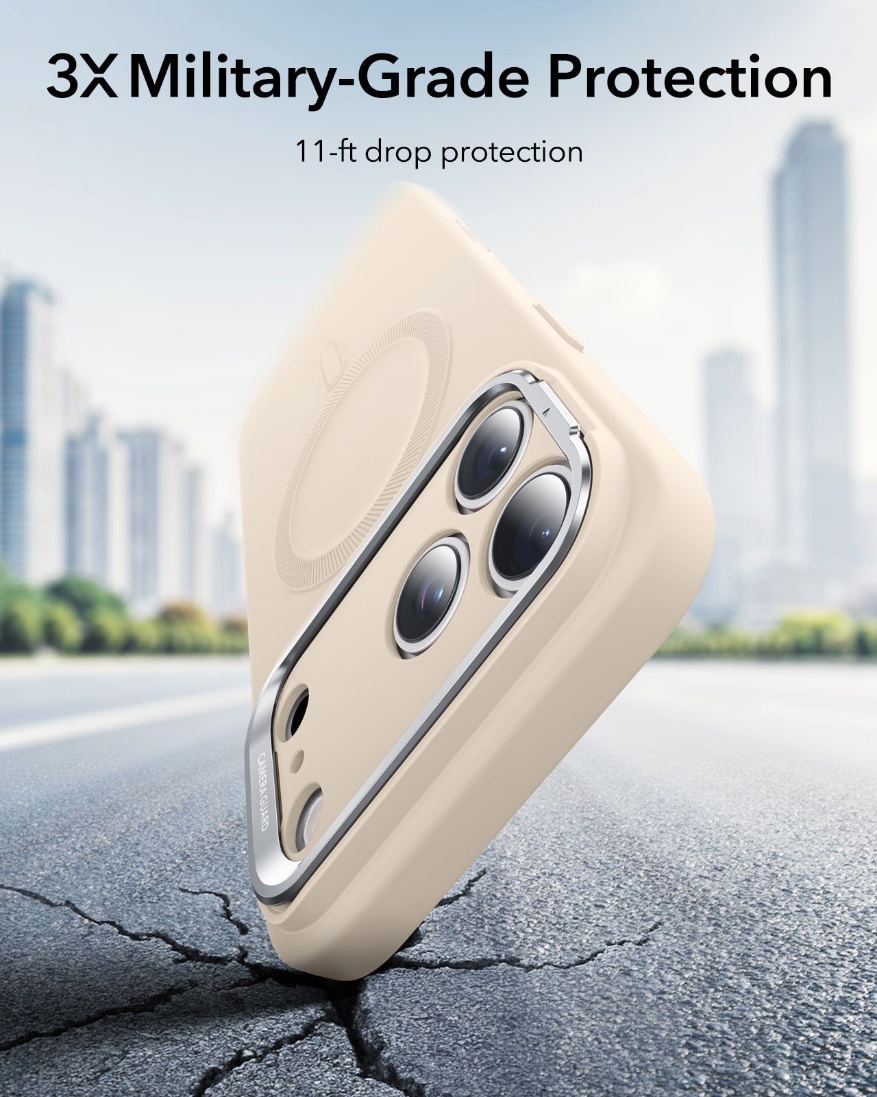 iPhone 17 Pro Cloud Soft Silicone Magsfae Case with Stand Light Tan 3X Military Grade Protection