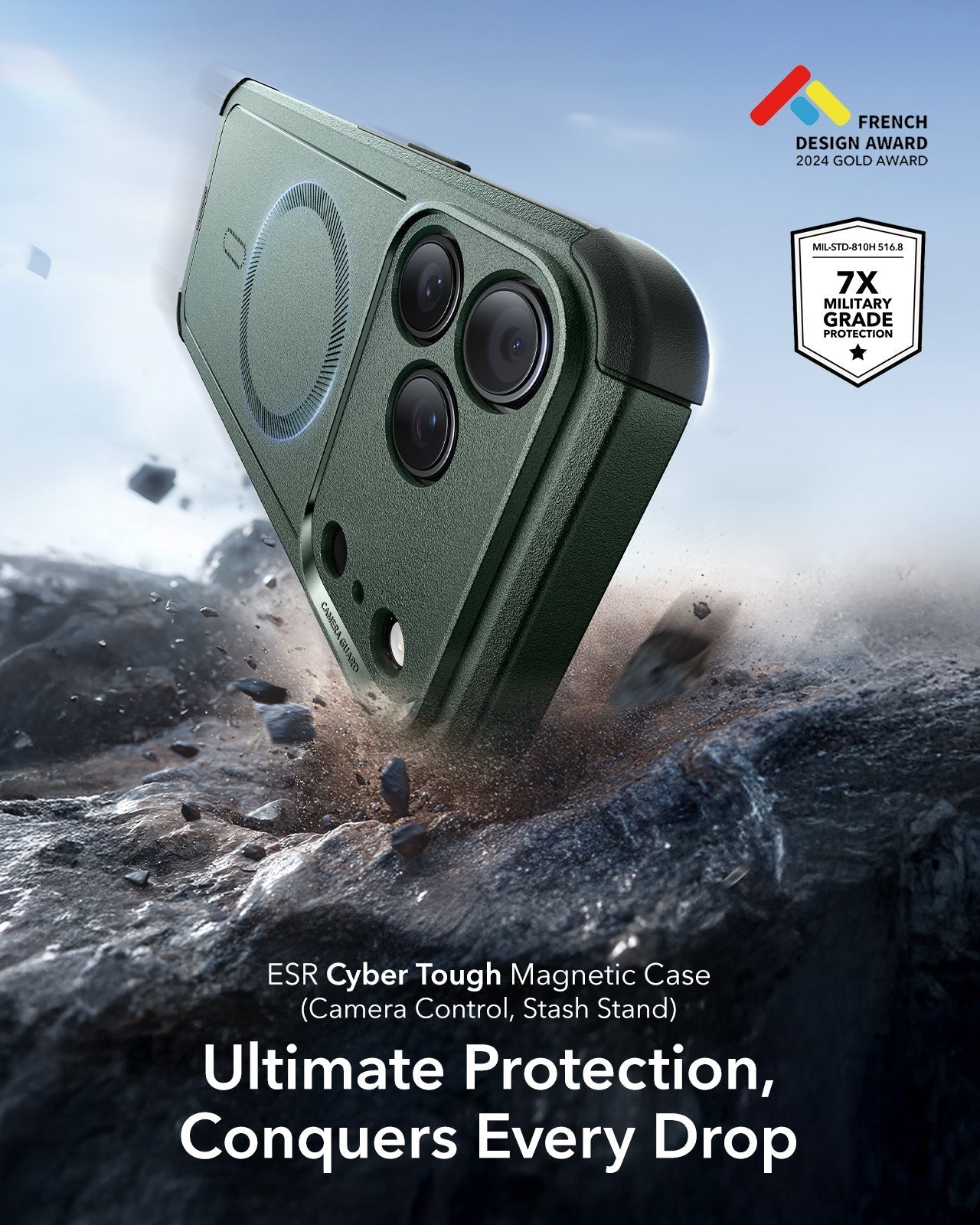 ESR iPhone 17 Pro Cyber Tough Magsafe Case with Camera Control Green 