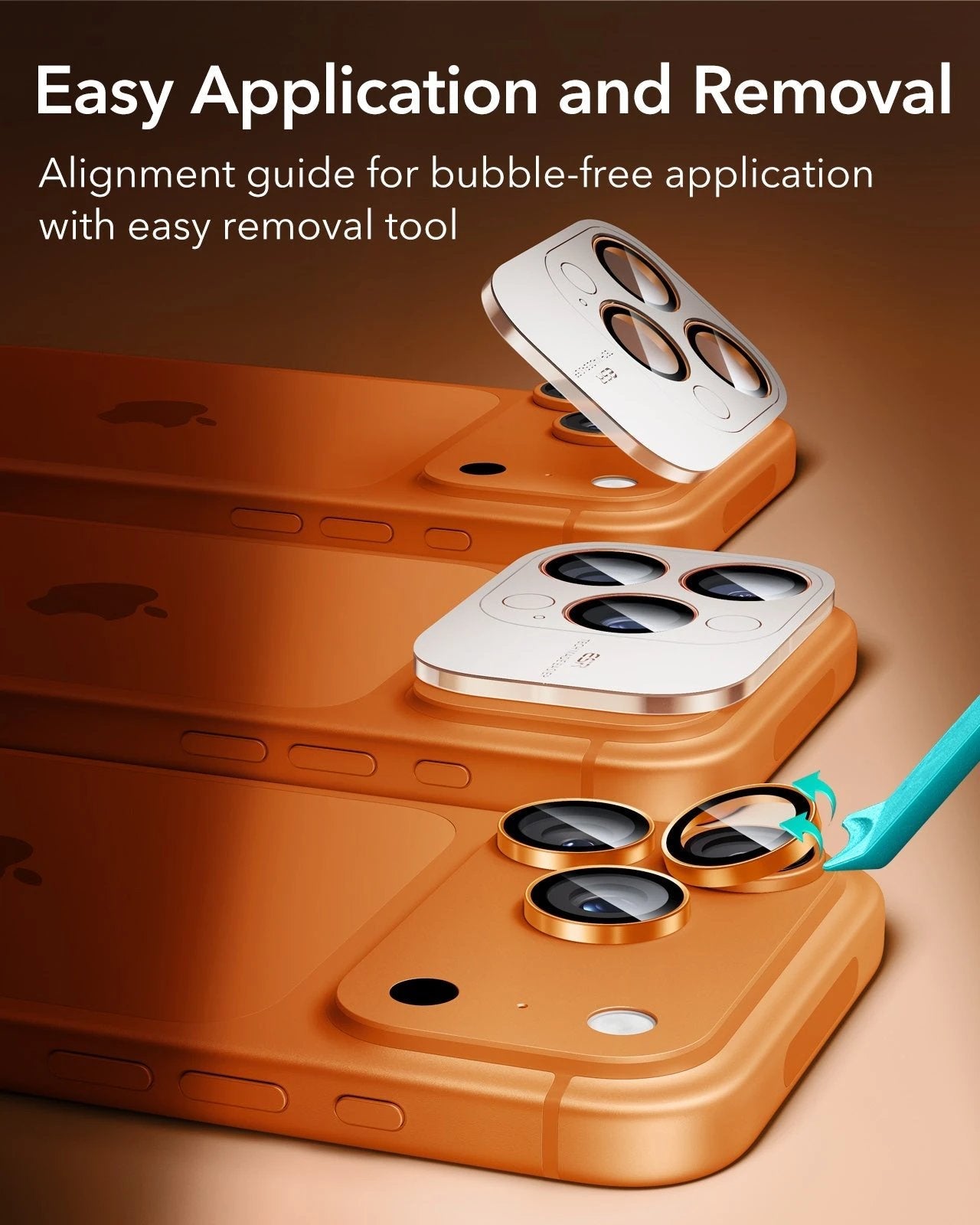 iPhone 17 Pro Max Armorite Camera Lens Protector Orange easy application 