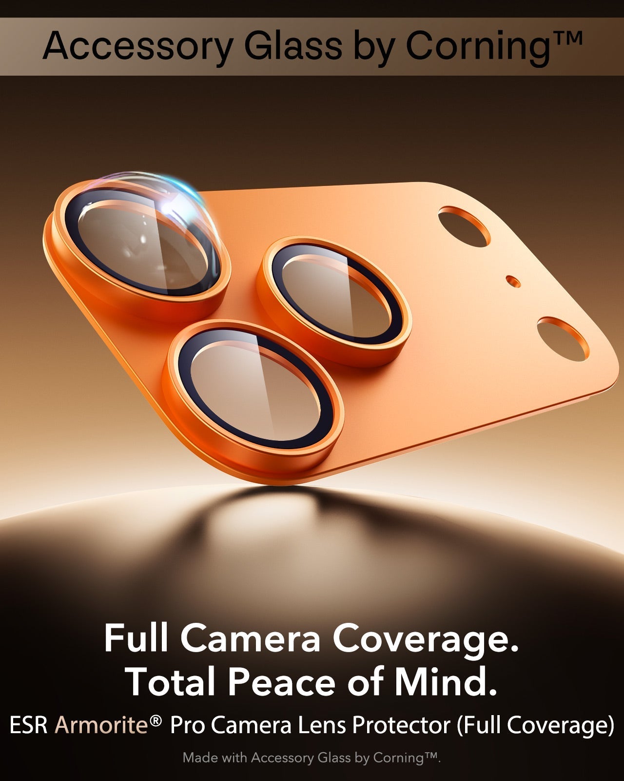 iPhone 17 Pro Max Corning Glass Camera Lens Protector Orange Full Camera Coverage. Total Peace of Mind.