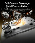 ESR iPhone 17 Pro Max Corning Glass Camera Lens Protector Silver Tough metal frame protects your camera system from scratches
