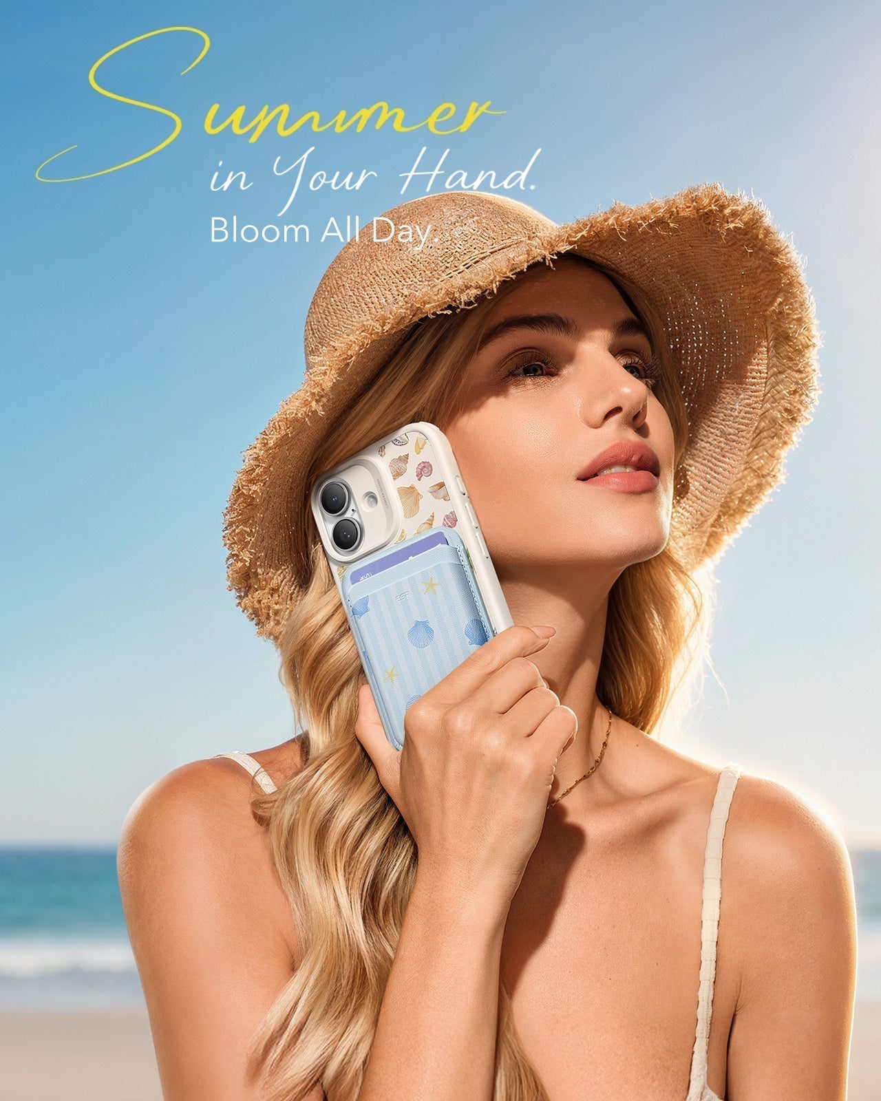 ESR Withe Shell iPhone 17 Magsafe Case with Stand pair Slim MagSafe  Summer in Your Hand Bloom All DayWallet