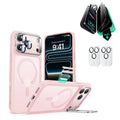 iPhone 17 Pro Max Classic Hybrid Magsafe Case with Stand and Privacy Screen Protector Bundle Frosted  Bubblegum Pink