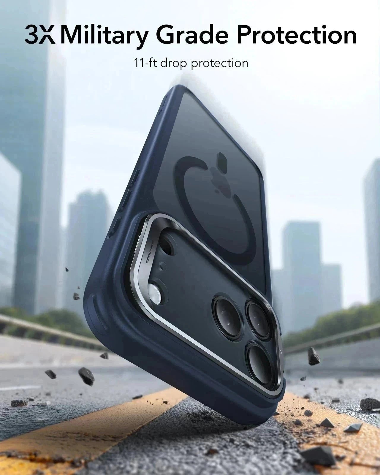 ESR iPhone 17 Pro Max Classic Hybrid Magsafe Case with Stand Camera Control Frosted Blue Military Grade Protection