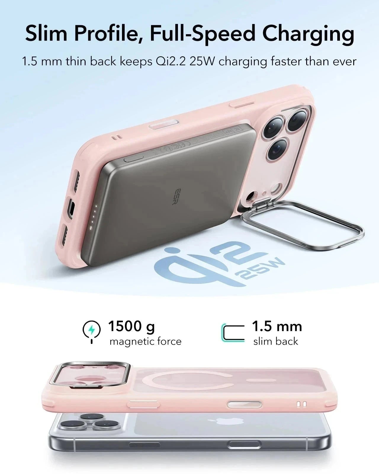 ESR iPhone 17 Pro Max Classic Hybrid Magsafe Case with Stand Camera Control Frosted Bubblegum Pink Wireless charging