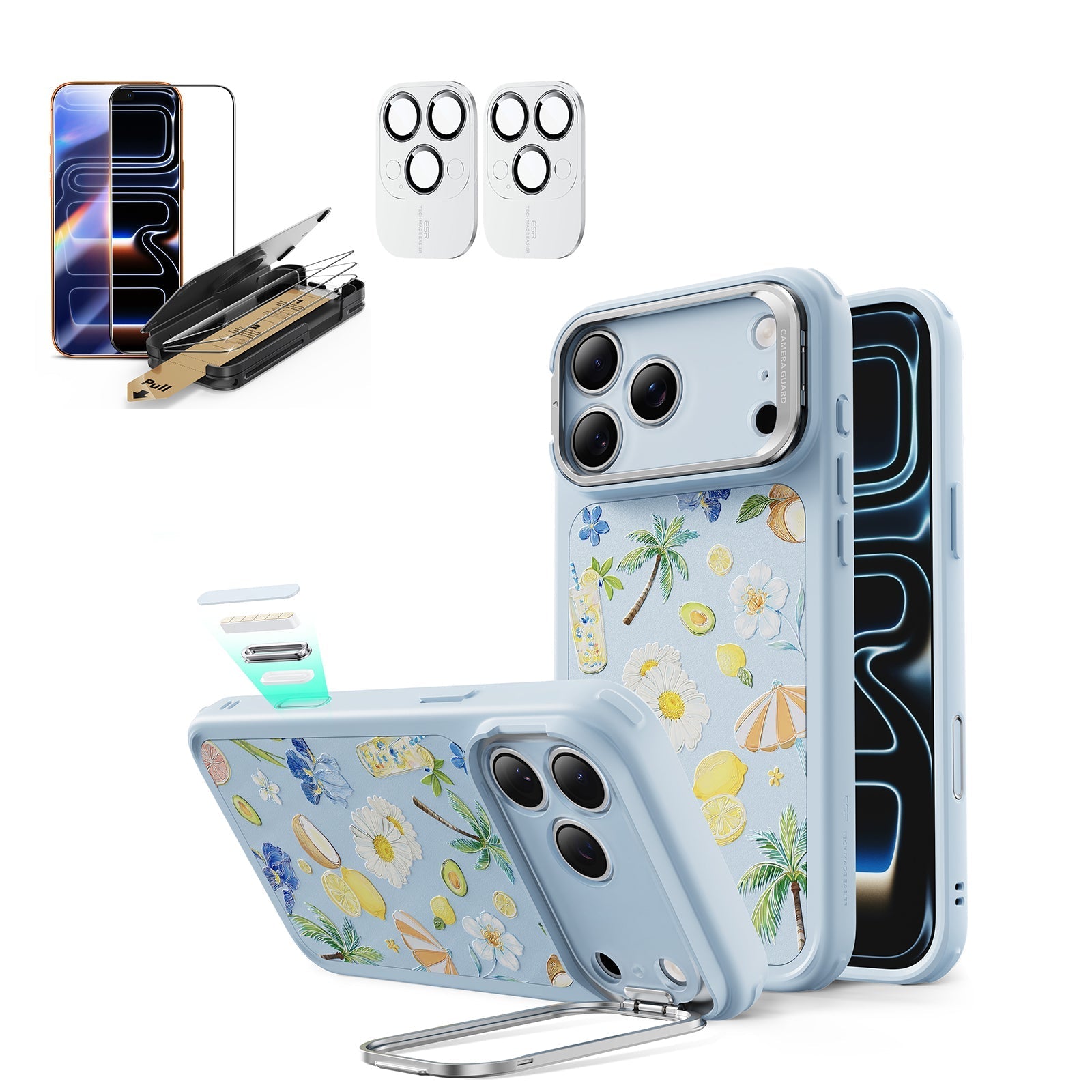 Withe Shell iPhone 17 Pro Max Magsafe Case with Stand pair  Corning Glass Screen Protector