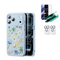 Blue Floral iPone 17 Pro Max Magsafe Case pair Armorite Tempered Glass Screen Protector