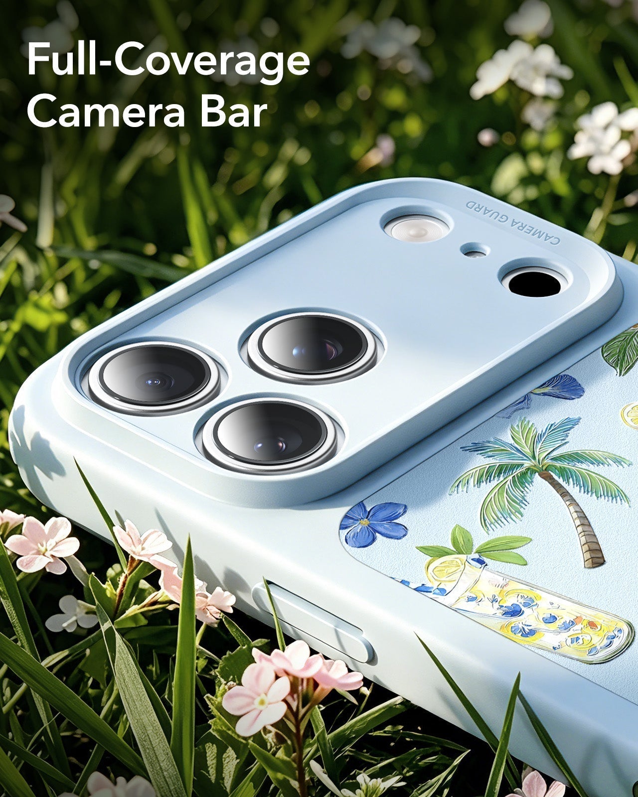 ESR Blue Floral iPone 17 Pro Max Case Full-Coverage Camera Bar