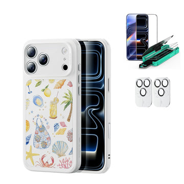Withe Shell iPhone 17 Pro Max Magsafe Case pair  Armorite Tempered Glass Screen Protector
