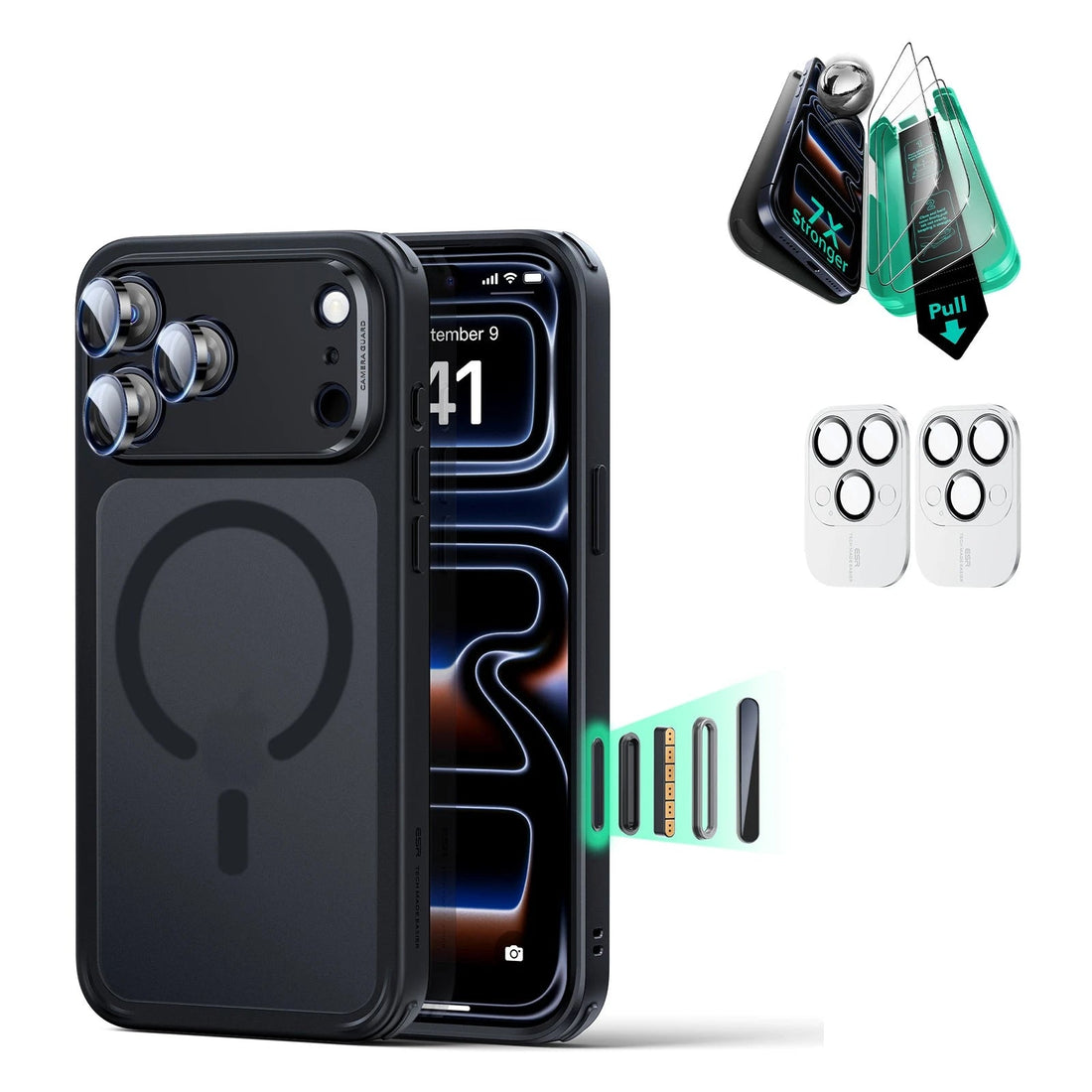 iPhone 17 Pro Max Classic Hybrid Magsafe Case with Screen Protector Bundle Frosted Black