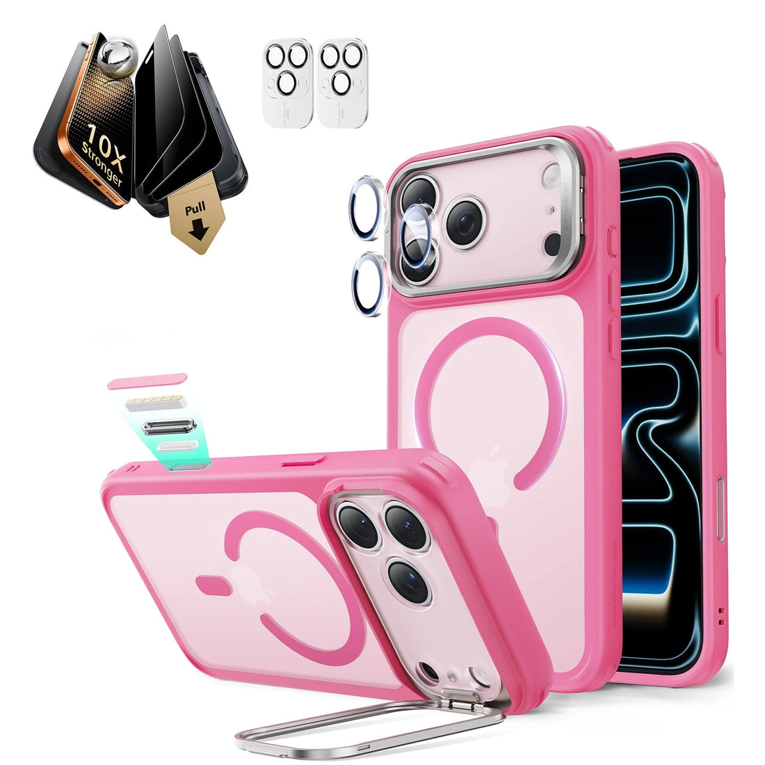 iPhone 17 Pro Max Classic Magsafe Case with Corning Glass Screen Protector Frosted Pink