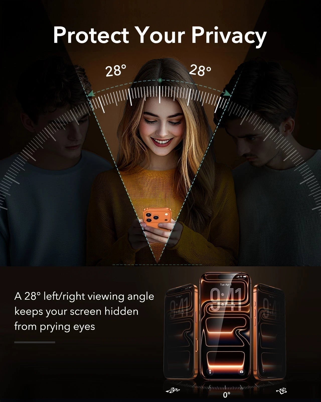 ESR iPhone 17 Pro Max Corning Glass Privacy Screen Protector protect your privacy 