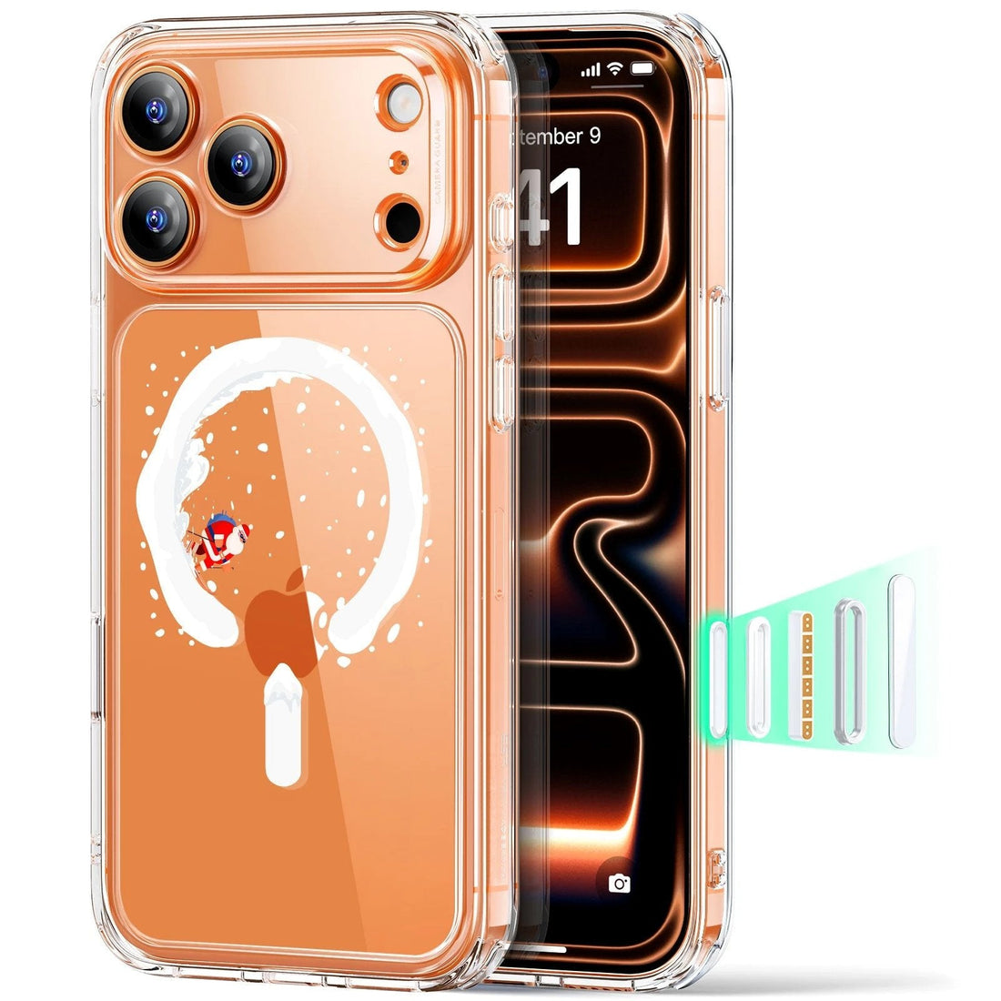 Print iPhone 17 Pro Max Magsafe Case Clear Christmas Santa Skater