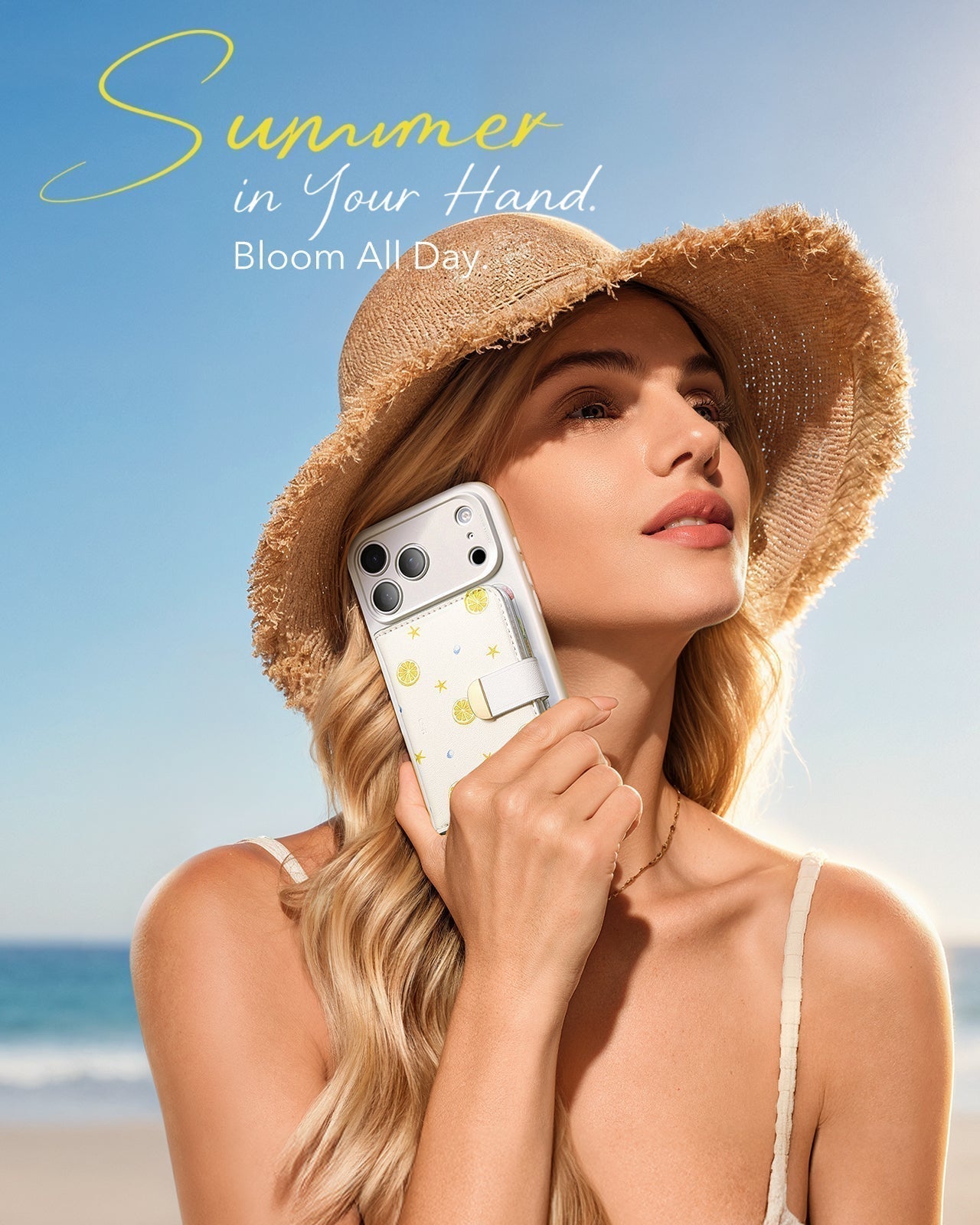 ESR Withe Shell iPhone 17 Magsafe Case with Aura Clutch MagSafe Wallet  Summer in Your Hand Bloom All Day