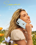 ESR Blue Floral iPone 17 Magsafe Case with Aura Clutch MagSafe Wallet Summer in Your Hand Bloom All Day