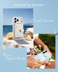 ESR Blue Floral iPone 17 Magsafe Case with Aura Clutch MagSafe Wallet Inspired by Summer