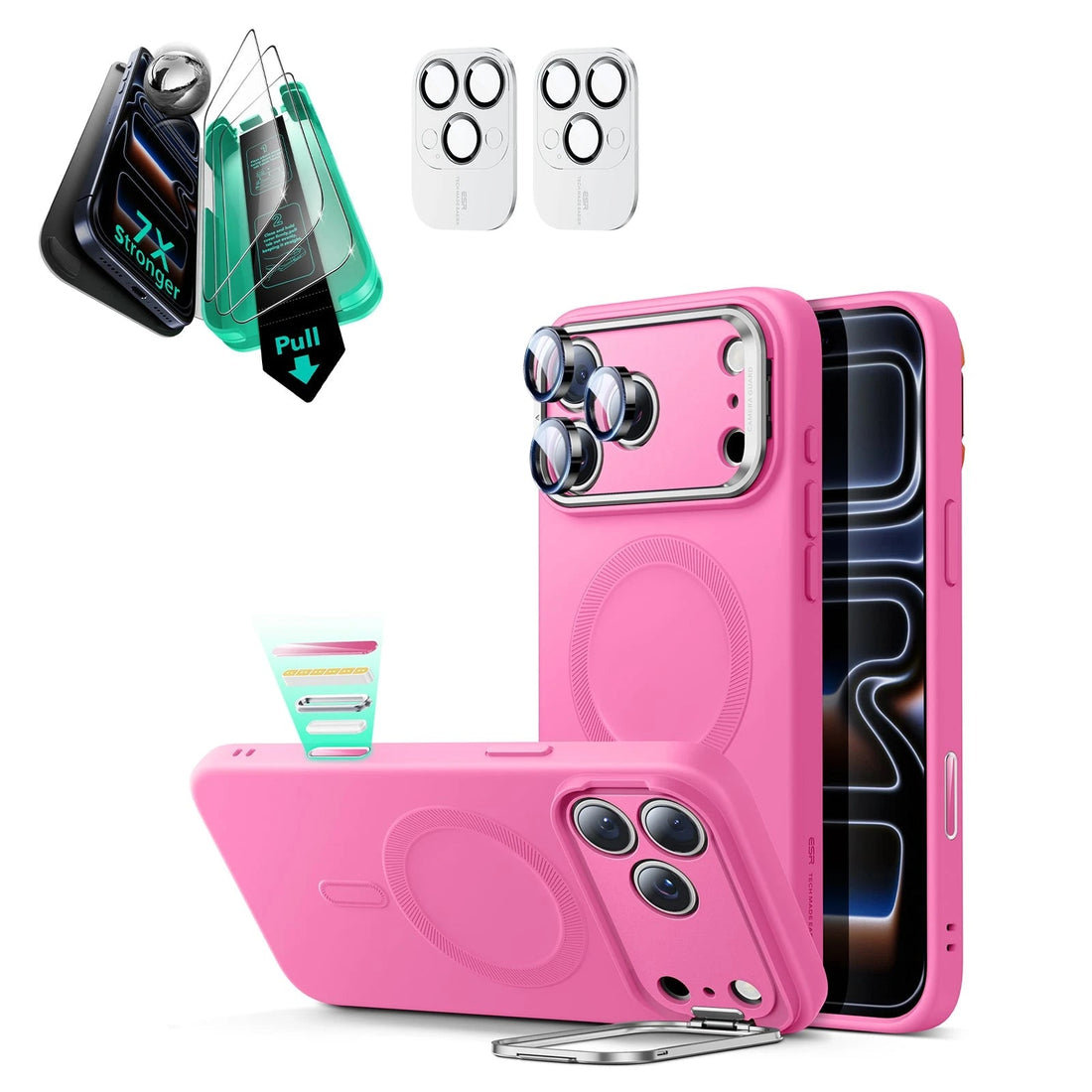 iPhone 17 Pro Max Cloud Soft Magnetic Case (Camera Control, Stash Stand) Armorite Protection Bundle - Rosy Pink ESR ESR