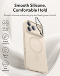iPhone 17 Pro Max Cloud Soft Silicone Magsfae Case with Stand Light Tan Smooth Silicone, Comfortable Hold