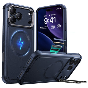 iPhone 17 Pro Max Cyber Tough Magsafe Case with Stand and Camera Control Blue