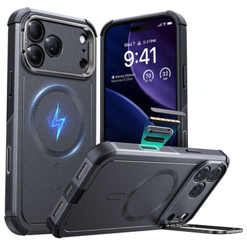 iPhone 17 Pro Max Cyber Tough Magsafe Case with Stand and Camera Control Gray