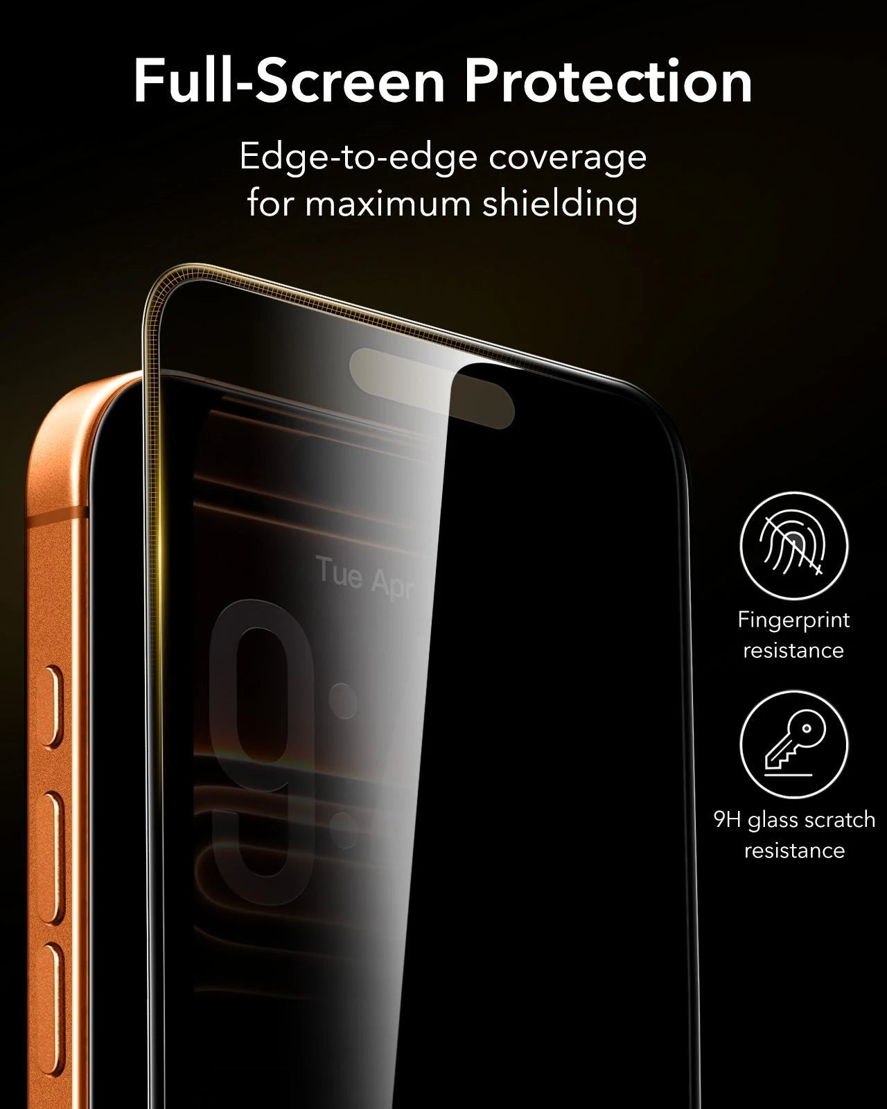 ESR iPhone 17 Pro Max Corning Glass Privacy Screen Protector full screen protection