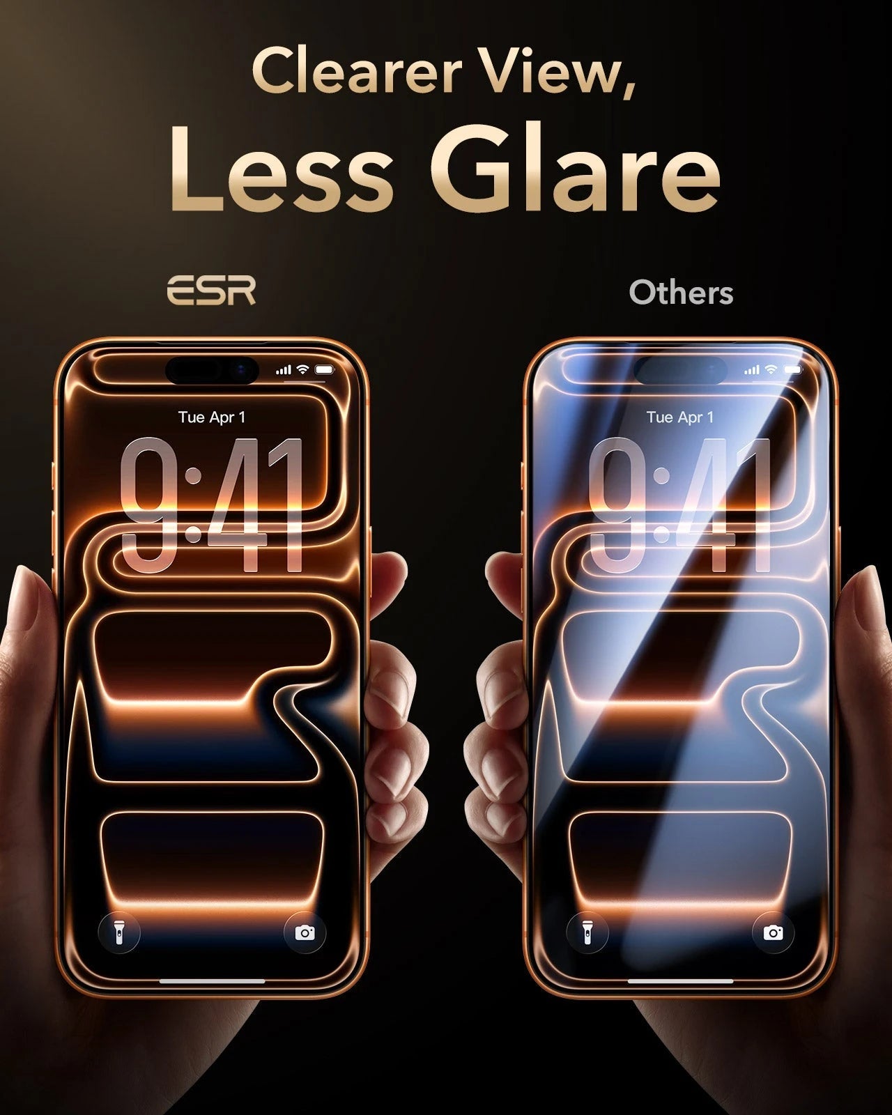 ESR iPhone 17 Pro Max Screen Protector with Corning Glass Clearer View,Glare Less