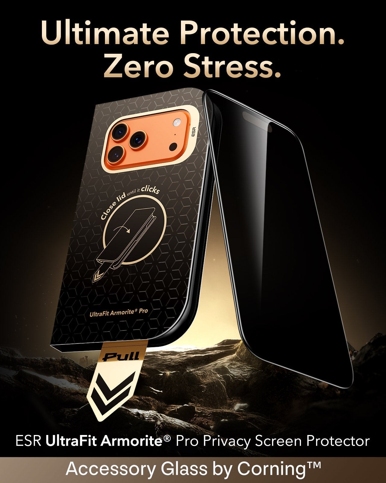 ESR iPhone 17 Pro Privacy Screen Protector with Corning Glass Ultimate Protection.  Zero Stress.