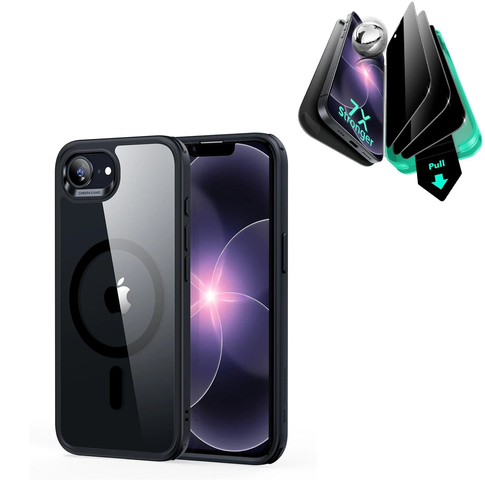  iPhone 17e Classic Hybrid Magsafe Case and Armorite Privacy Screen Protector Clear Black