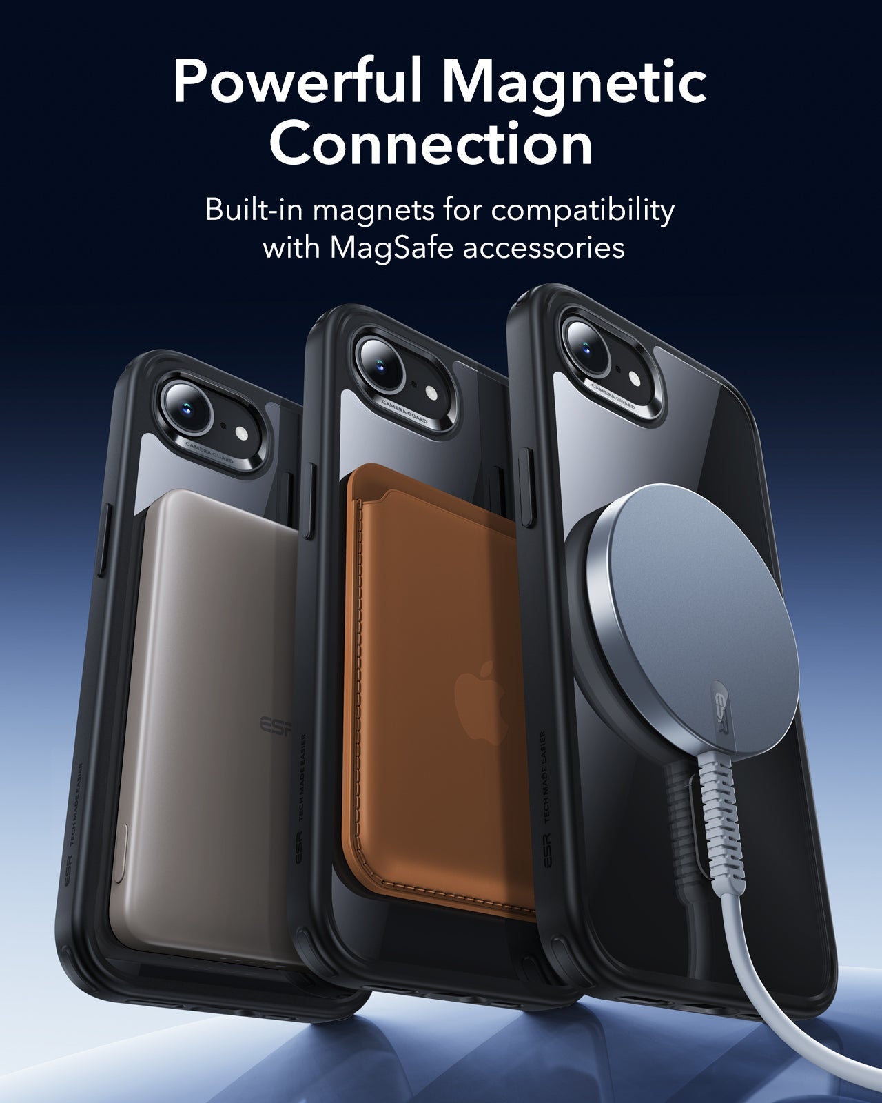 ESR iPhone 17e Classic Hybrid Magsafe Case Clear Black Powerful Magnetic Connection