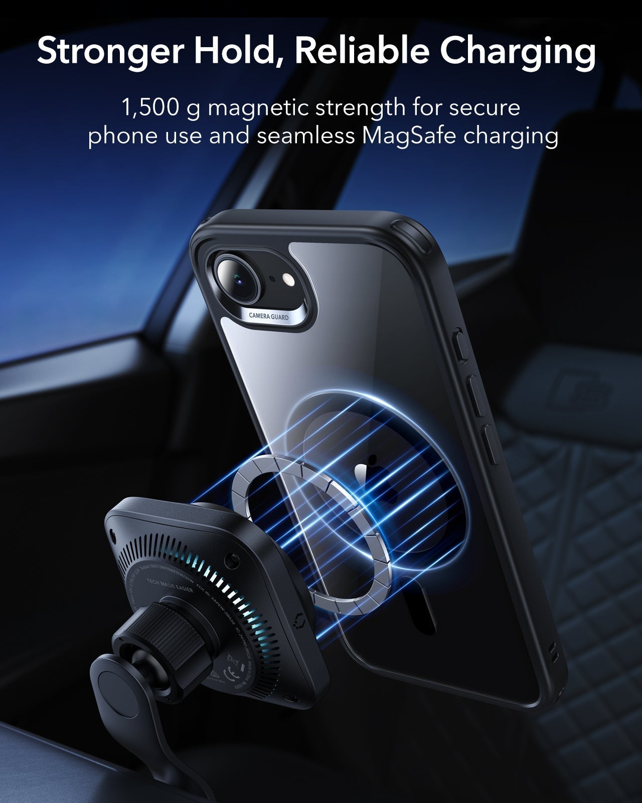 ESR iPhone 17e Classic Hybrid Magsafe Case Clear Black Stronger Hold, Reliable Charging