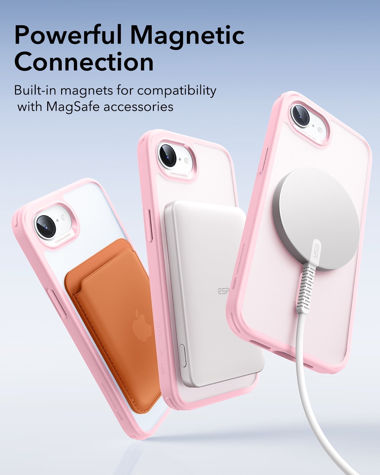 ESR iPhone 17e Classic Hybrid Magsafe Case Frosrted Light Pink Powerful Magnetic Connection