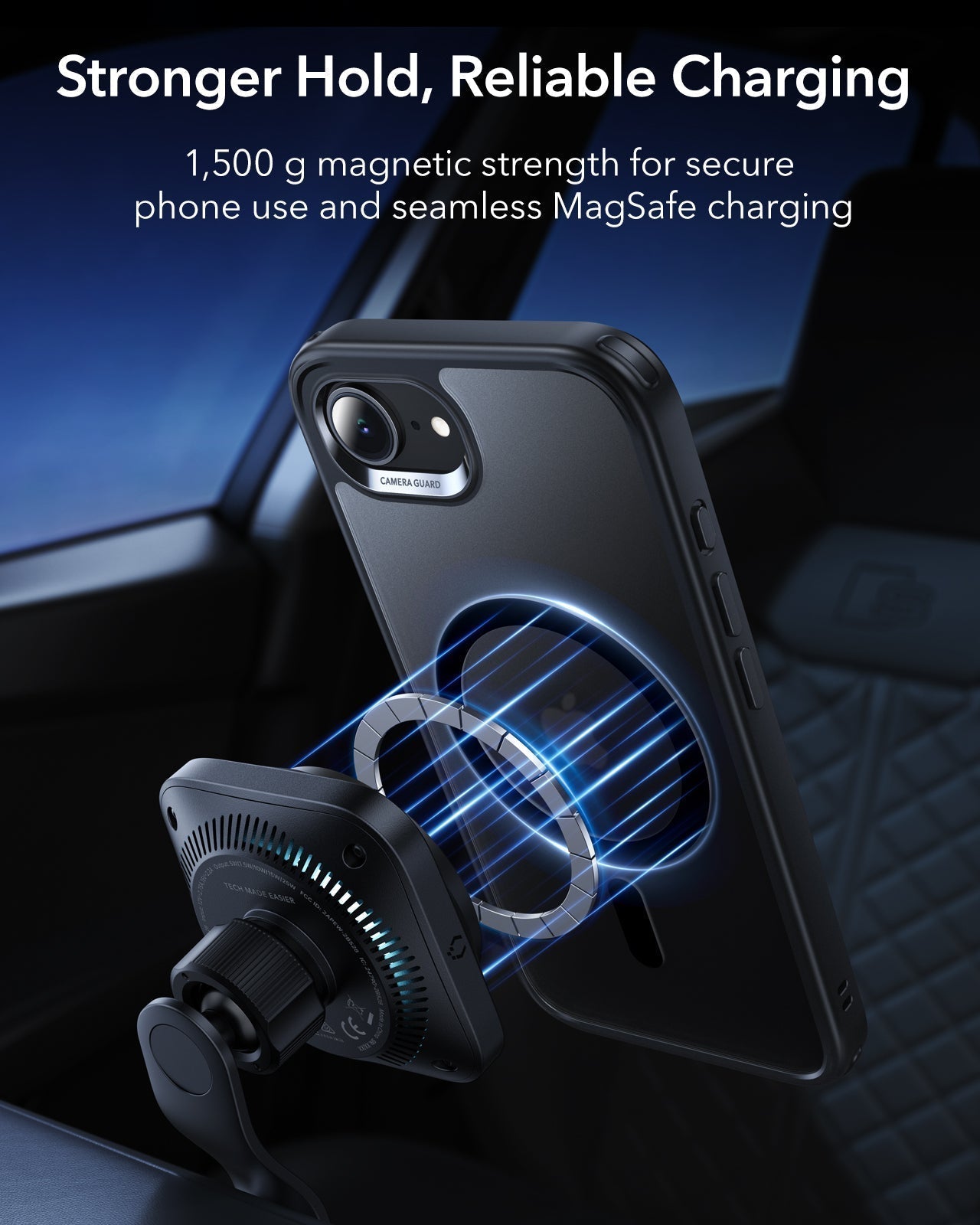 ESR iPhone 17 Classic Hybrid Magsafe Case Frosted Black Stronger Hold, Reliable Charging