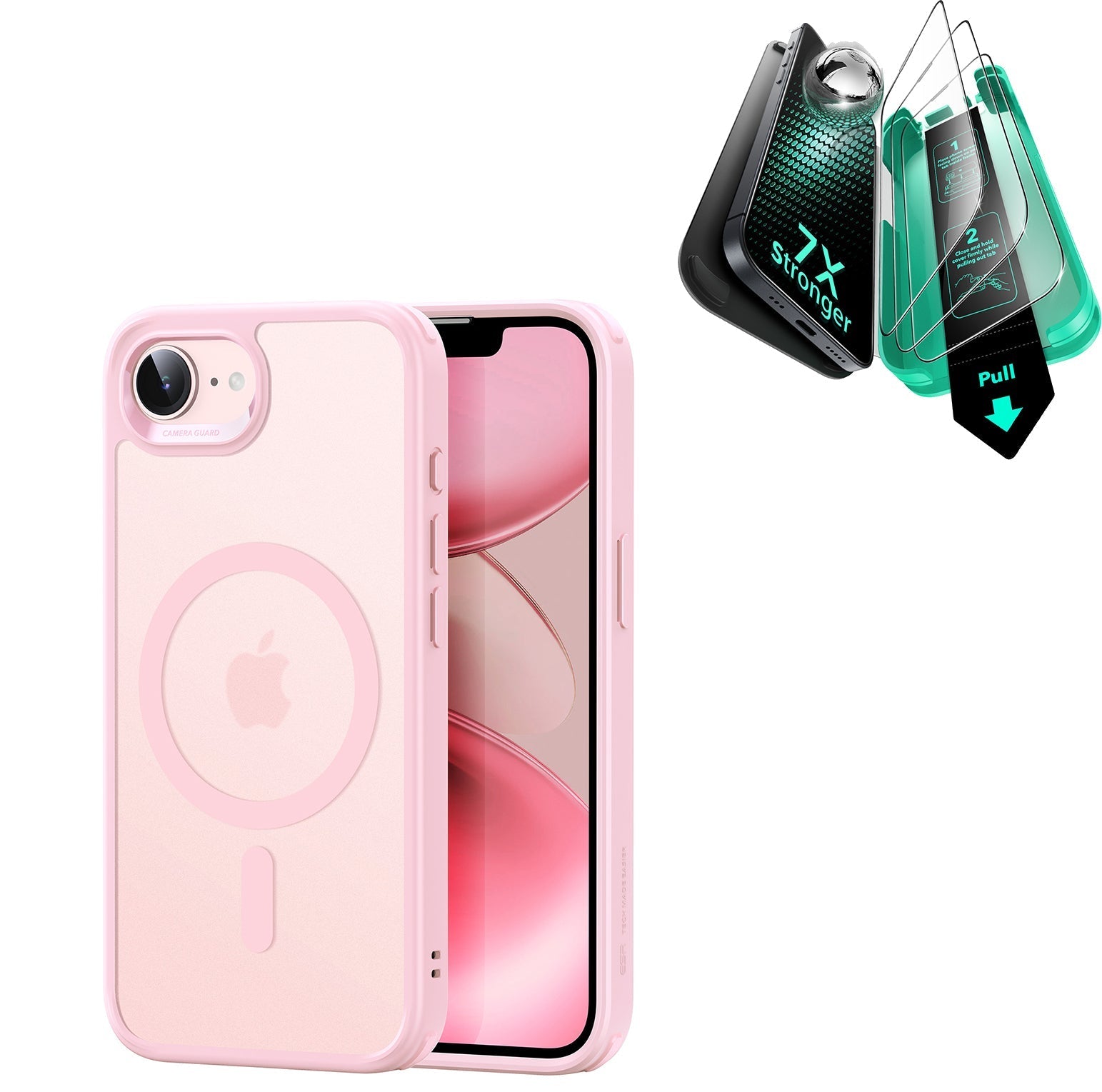 iPhone 17e Classic Hybrid Magsafge Case with Armorite Temepered Glass Screen Protector Frosted Light Pink