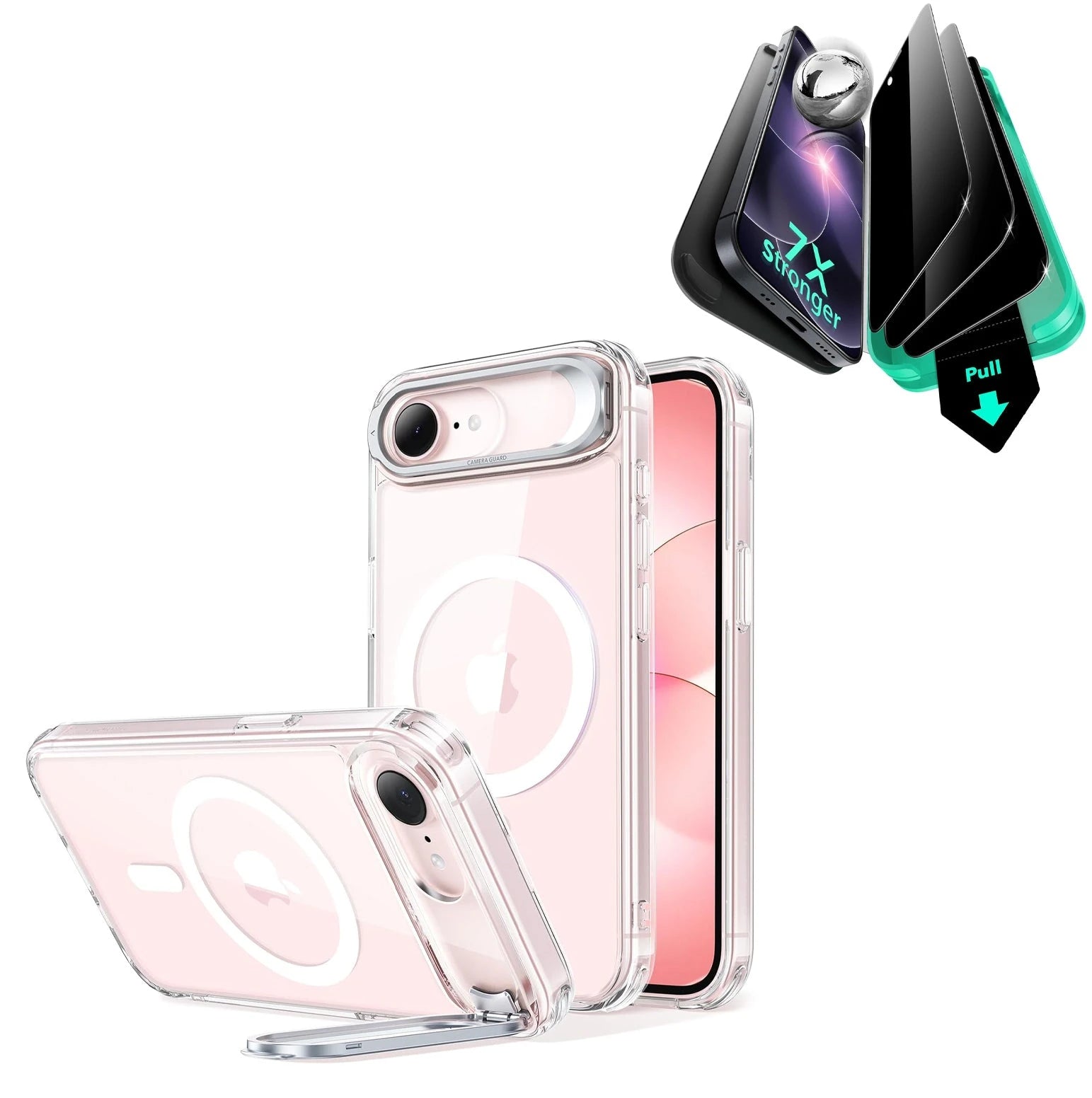 iPhone 17e Classic Hybrid Magsafe Case with Stand and Armorite Privacy Screen Protector Clear