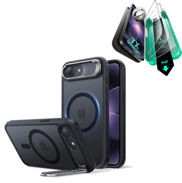 iPhone 17e Classic Hybrid Magsafe Case with Armorite Tempered Glass Screen Protecotr Frosted Black