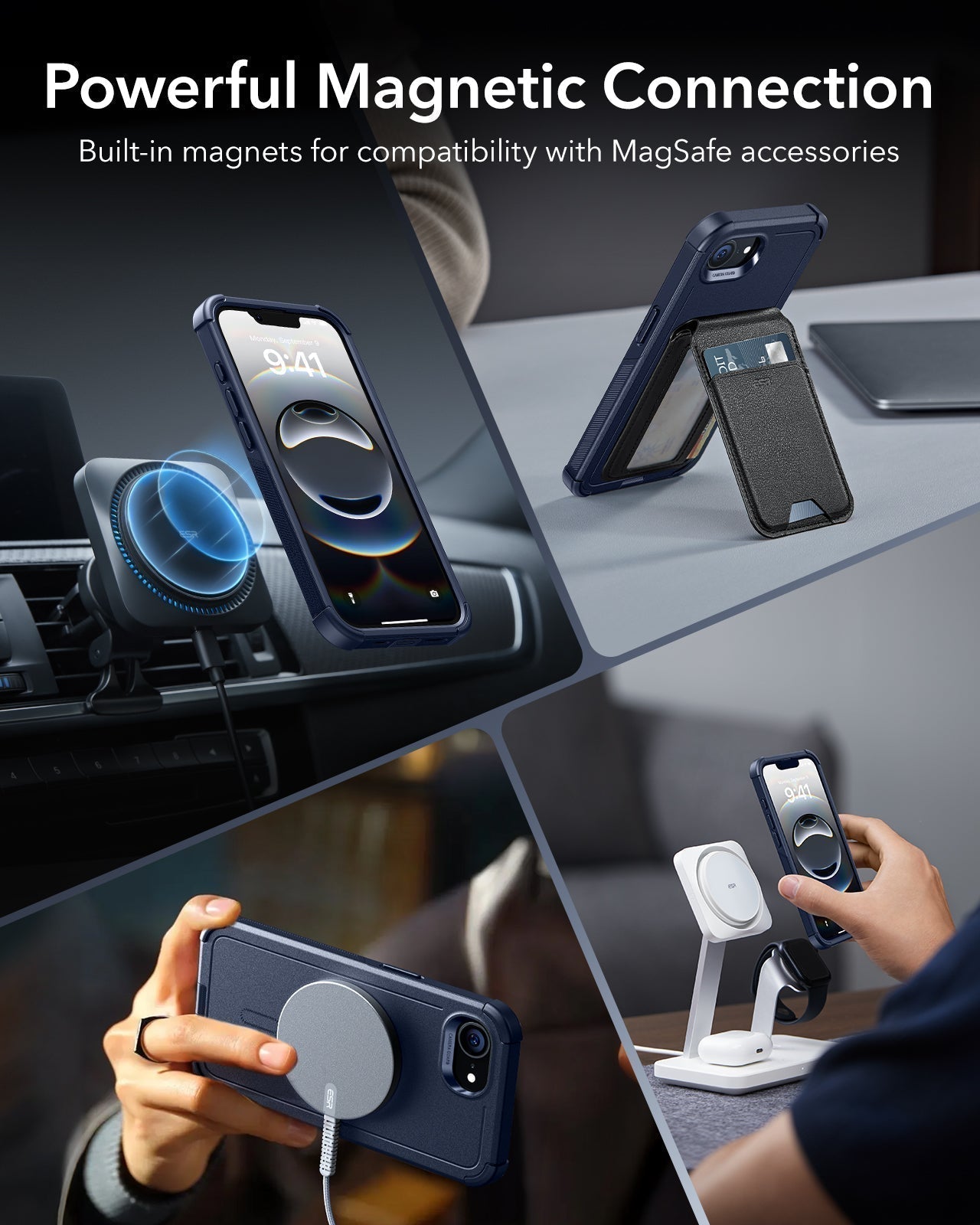 iPhone 17e Cyber Tough Magnetic Case Navy Blue Powerful Magnetic Connection