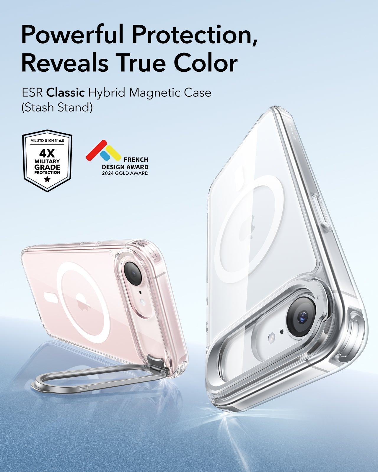 ESR iPhone 17e  Classic Hybrid Magsafe Case with Stand Clear Powerful Protection Reveals True Color