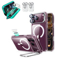 Clear iPhone 18 Pro Magsafe Slim Phone Case with Stand pair tempered glass screen protector and camera lens protector